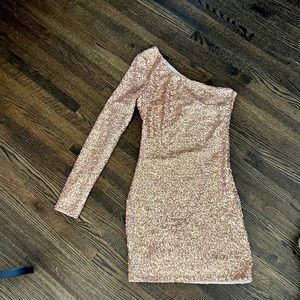 Sequin Rose Gold Dress - Size S